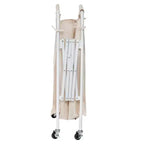 Accordion Triple Sorter: White Steel Rolling Laundry Hamper with Wheels, Collapsible, Open-Top Design