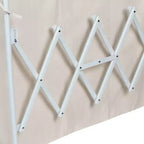 Accordion Triple Sorter: White Steel Rolling Laundry Hamper with Wheels, Collapsible, Open-Top Design