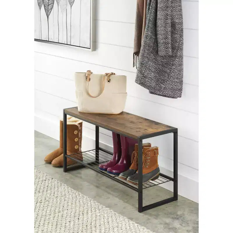 Modern Industrial Entry Bench Black