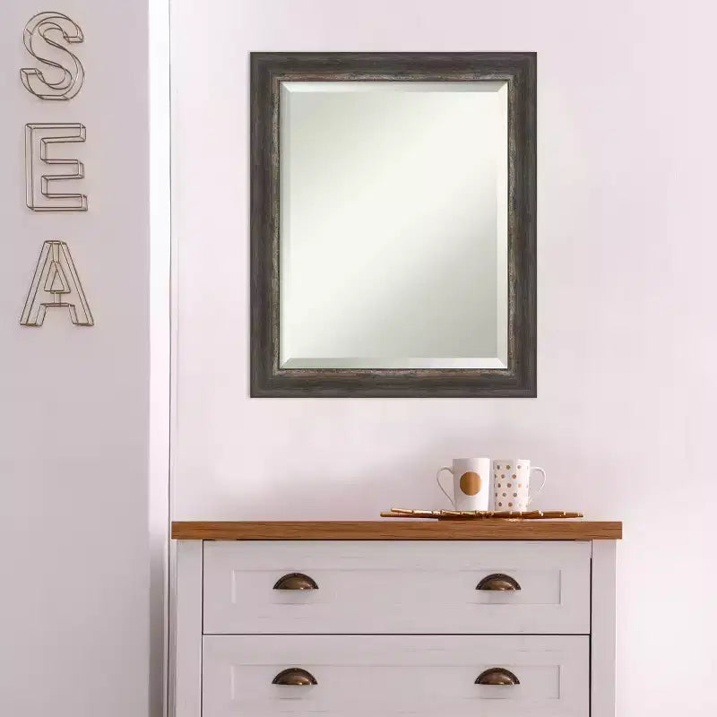 20" x 24" Bark Rustic Char Narrow Framed Wall Mirror