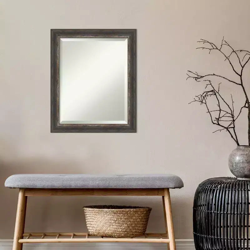 20" x 24" Bark Rustic Char Narrow Framed Wall Mirror