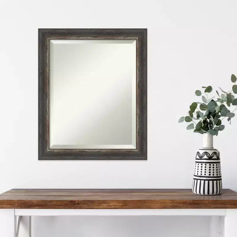 20" x 24" Bark Rustic Char Narrow Framed Wall Mirror