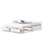 Twin to King Daybed with 2 Drawers Wooden Sofa Bed for Bedroom Living Room White/Cherry