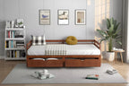 Twin to King Daybed with 2 Drawers Wooden Sofa Bed for Bedroom Living Room White/Cherry
