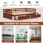 Twin to King Daybed with 2 Drawers Wooden Sofa Bed for Bedroom Living Room White/Cherry