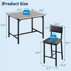 Dining Table Set for 2 w/Counter Height Table & 2 Upholstered Stools,3-Pcs Kitchen Table Set with Corner Protector,for Kitchen Room,Apartment,Pub