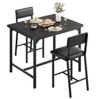 Dining Table Set for 2 w/Counter Height Table & 2 Upholstered Stools,3-Pcs Kitchen Table Set with Corner Protector,for Kitchen Room,Apartment,Pub