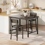 Dining Table Set for 2 w/Counter Height Table & 2 Upholstered Stools,3-Pcs Kitchen Table Set with Corner Protector,for Kitchen Room,Apartment,Pub