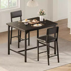 Dining Table Set for 2 w/Counter Height Table & 2 Upholstered Stools,3-Pcs Kitchen Table Set with Corner Protector,for Kitchen Room,Apartment,Pub