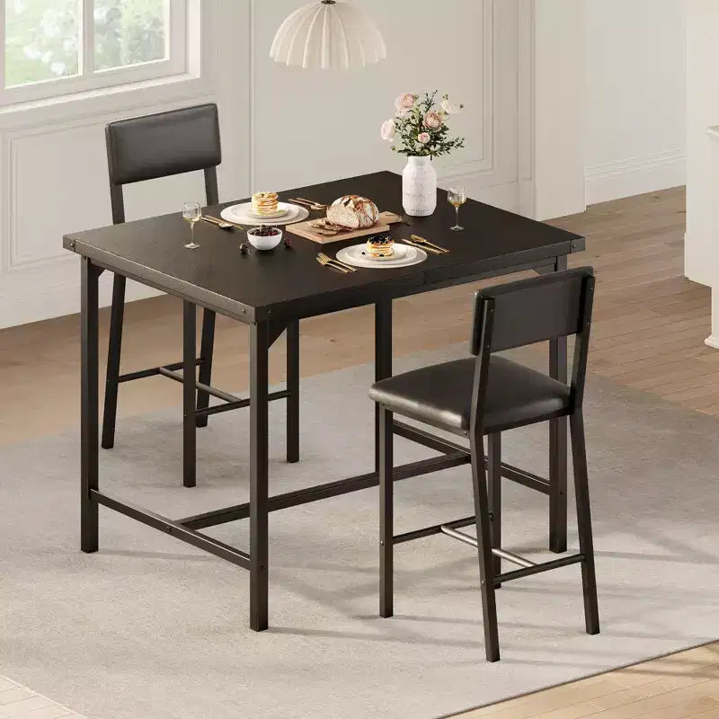 Dining Table Set for 2 w/Counter Height Table & 2 Upholstered Stools,3-Pcs Kitchen Table Set with Corner Protector,for Kitchen Room,Apartment,Pub