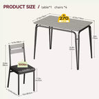 Dining Set for 4, Kitchen Table with 4 Upholstered Chairs, 5 PCS Small Dining Table Set, Dining Room Table for Kitchen Dining Room