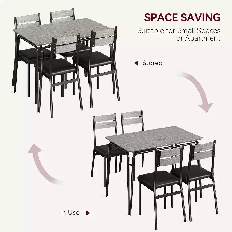 Dining Set for 4, Kitchen Table with 4 Upholstered Chairs, 5 PCS Small Dining Table Set, Dining Room Table for Kitchen Dining Room