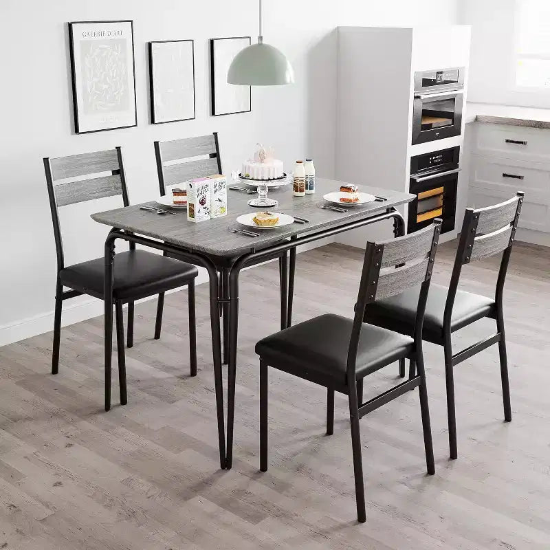 Dining Set for 4, Kitchen Table with 4 Upholstered Chairs, 5 PCS Small Dining Table Set, Dining Room Table for Kitchen Dining Room