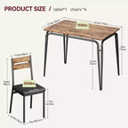 Dining Set for 4, Kitchen Table with 4 Upholstered Chairs, 5 PCS Small Dining Table Set, Dining Room Table for Kitchen Dining Room