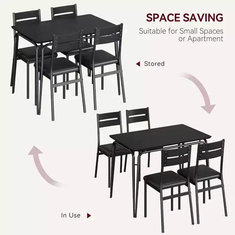 Dining Set for 4, Kitchen Table with 4 Upholstered Chairs, 5 PCS Small Dining Table Set, Dining Room Table for Kitchen Dining Room