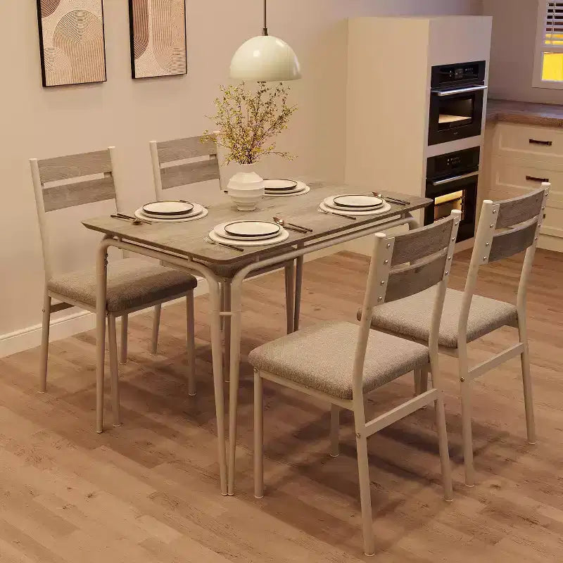 Dining Set for 4, Kitchen Table with 4 Upholstered Chairs, 5 PCS Small Dining Table Set, Dining Room Table for Kitchen Dining Room