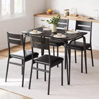 Dining Set for 4, Kitchen Table with 4 Upholstered Chairs, 5 PCS Small Dining Table Set, Dining Room Table for Kitchen Dining Room