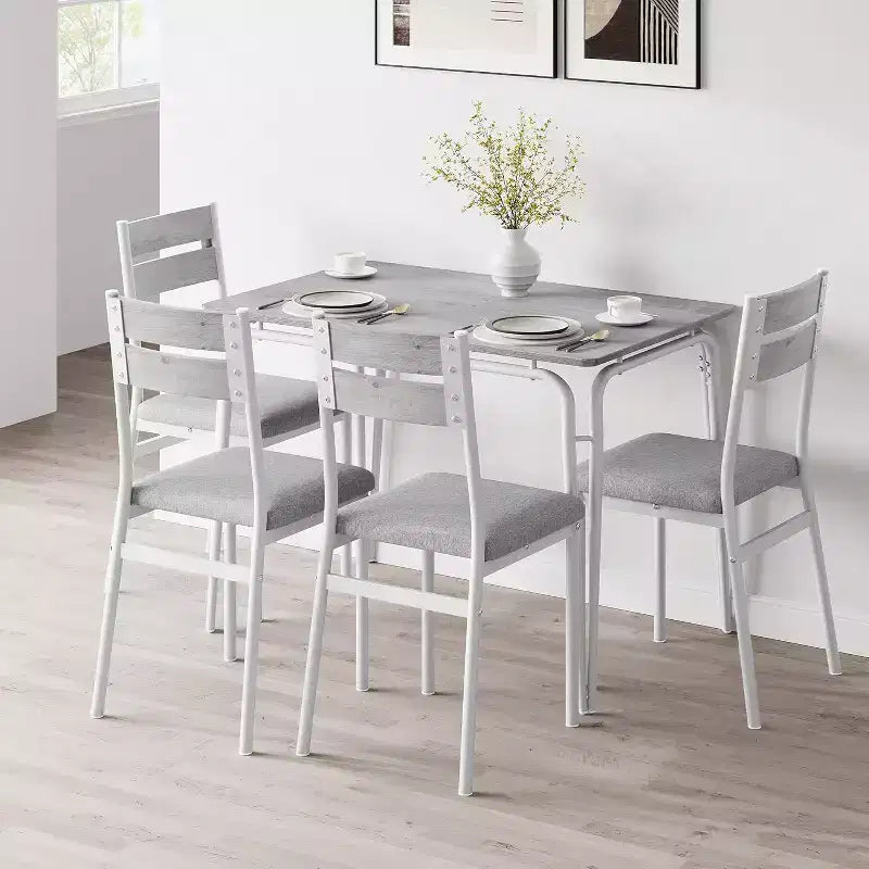 Dining Set for 4, Kitchen Table with 4 Upholstered Chairs, 5 PCS Small Dining Table Set, Dining Room Table for Kitchen Dining Room