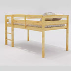 Twin Loft Bed Frame with Ladder, Solid Wood Low Twin Size Loft Bed for Boys Girls