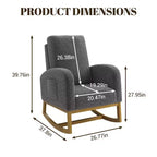 Modern upholstered children's rocking chair, oversized, high back, rubberwood legs, for living room and bedroom use, white