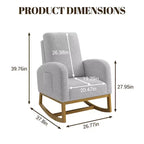 Modern upholstered children's rocking chair, oversized, high back, rubberwood legs, for living room and bedroom use, white
