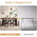 70.9 Large Dining Table for 8, Wood Dining with Spacious Tabletop & V-Shaped Steel Base, 8 Adjustable Legs for Kitchen, Office-Rustic Brown