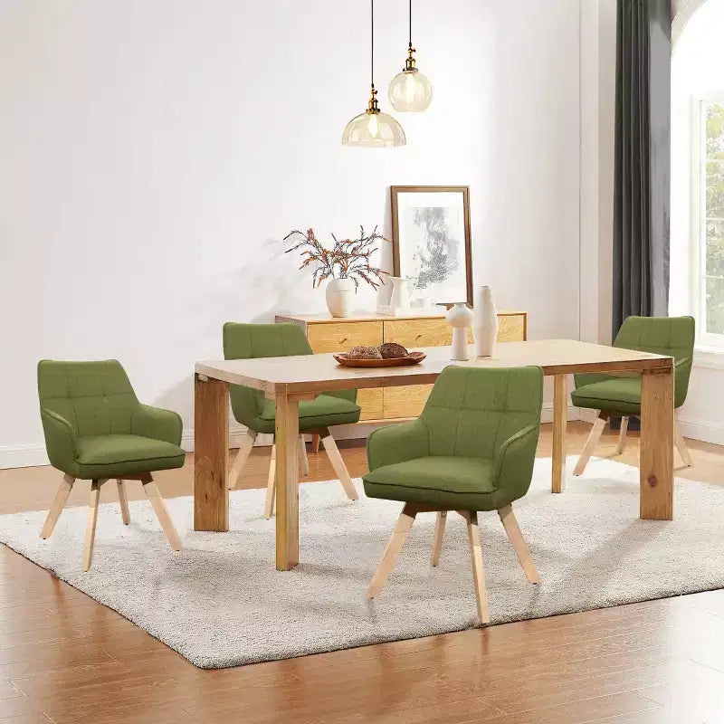 Wood and Fabric Accent Dining Chair, Set of 2