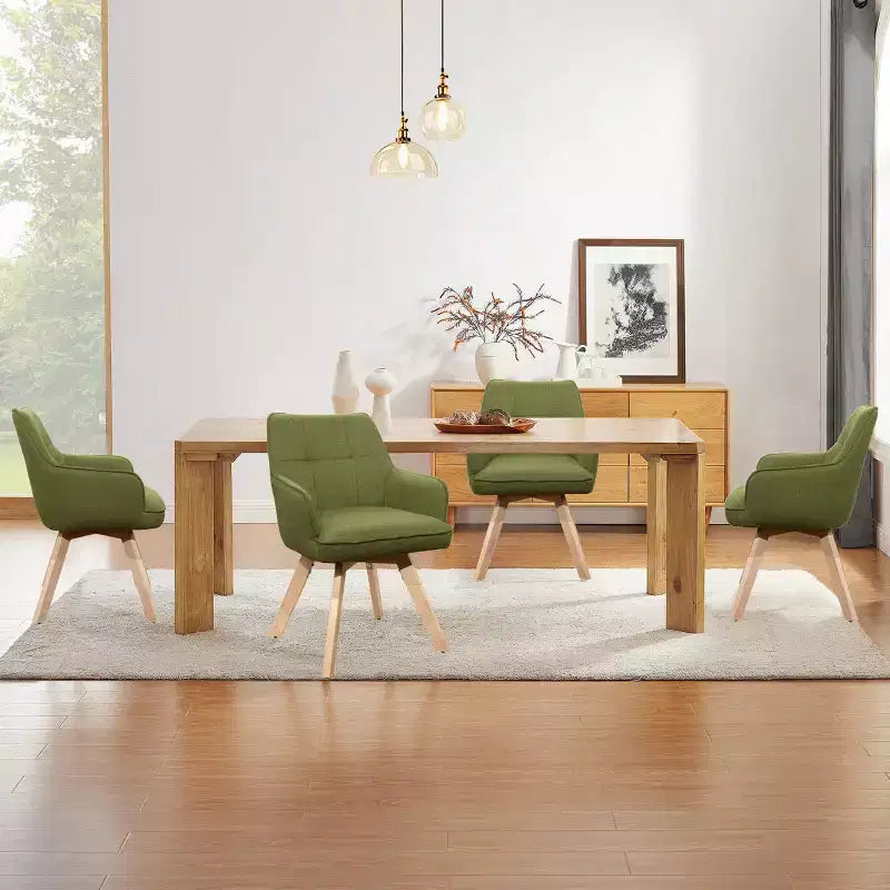 Wood and Fabric Accent Dining Chair, Set of 2