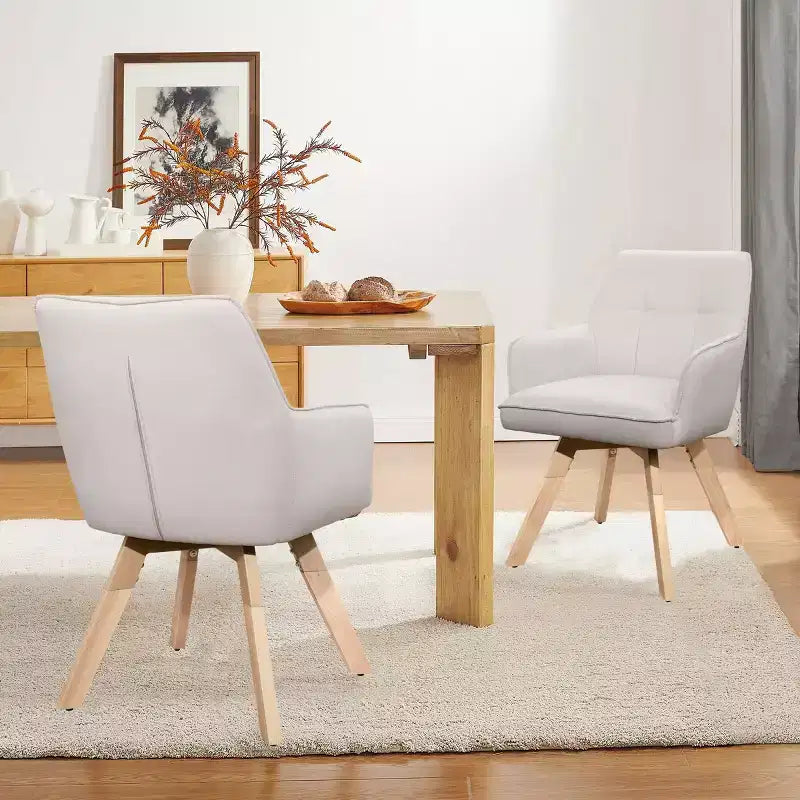 Wood and Fabric Accent Dining Chair, Set of 2