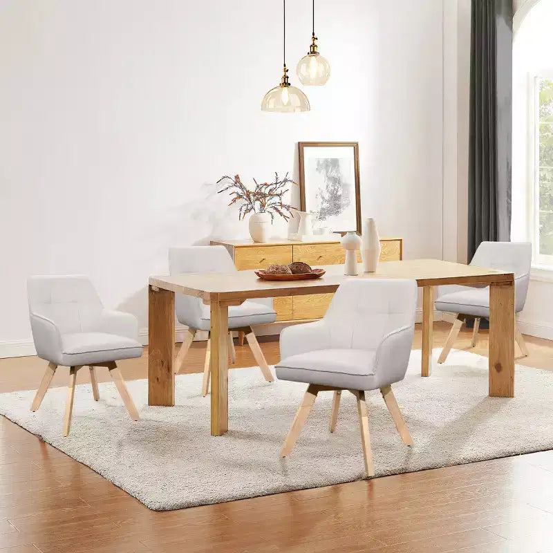 Wood and Fabric Accent Dining Chair, Set of 2