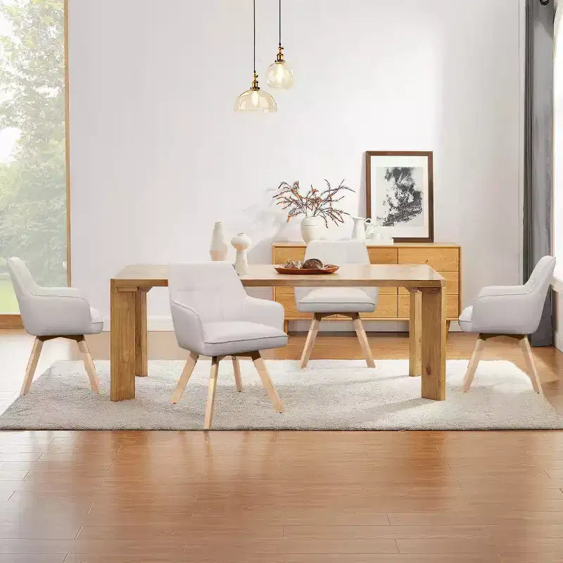 Wood and Fabric Accent Dining Chair, Set of 2