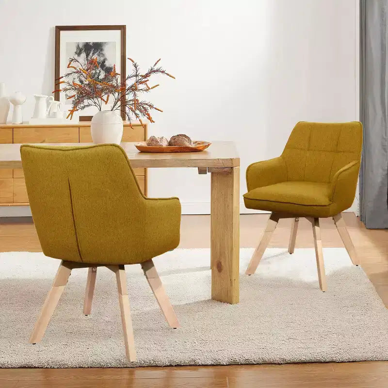 Wood and Fabric Accent Dining Chair, Set of 2