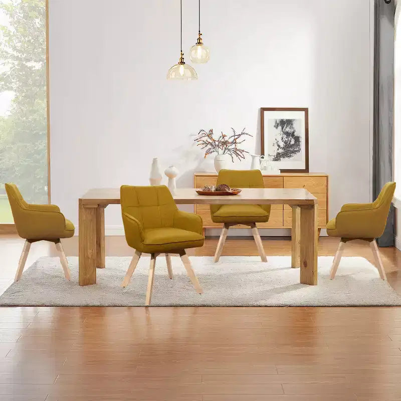 Wood and Fabric Accent Dining Chair, Set of 2