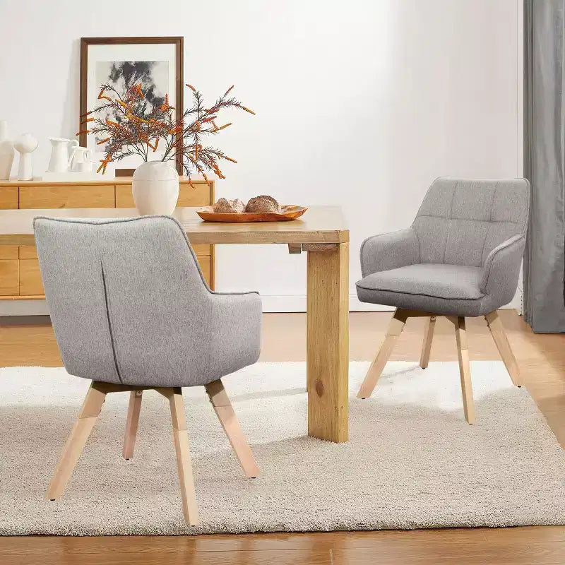 Wood and Fabric Accent Dining Chair, Set of 2