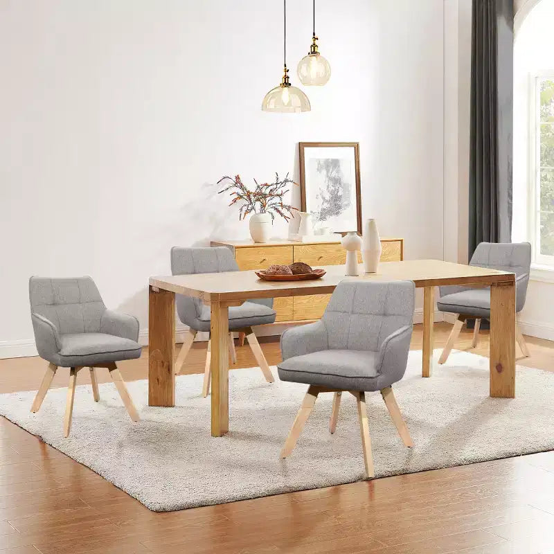 Wood and Fabric Accent Dining Chair, Set of 2