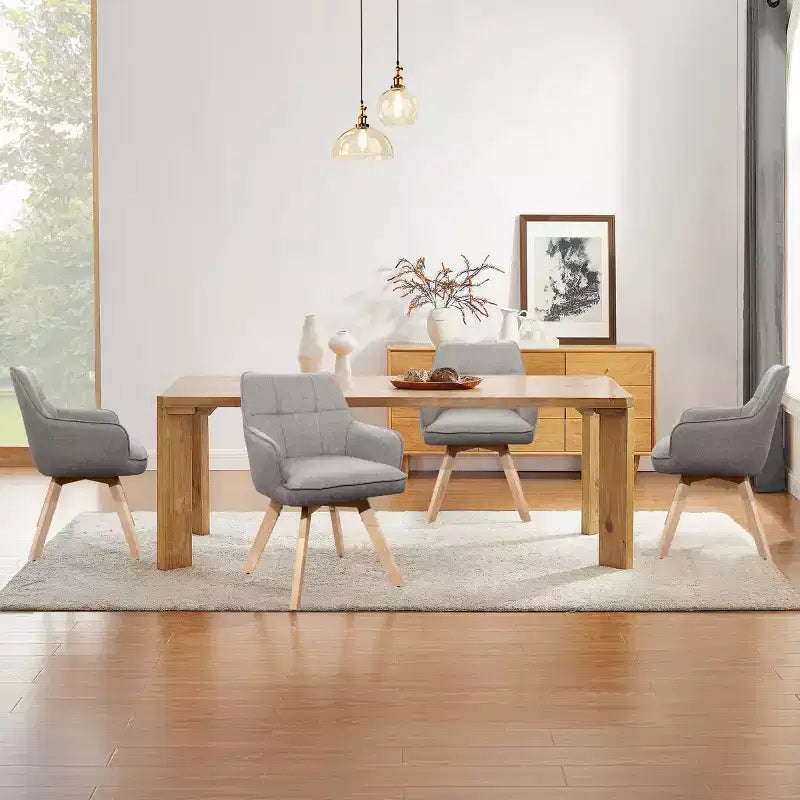 Wood and Fabric Accent Dining Chair, Set of 2