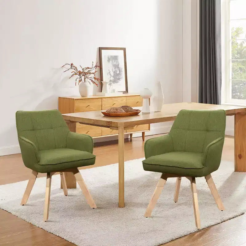 Wood and Fabric Accent Dining Chair, Set of 2