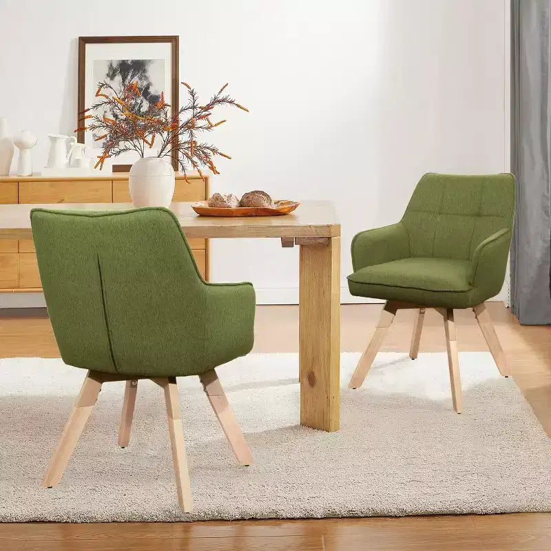 Wood and Fabric Accent Dining Chair, Set of 2