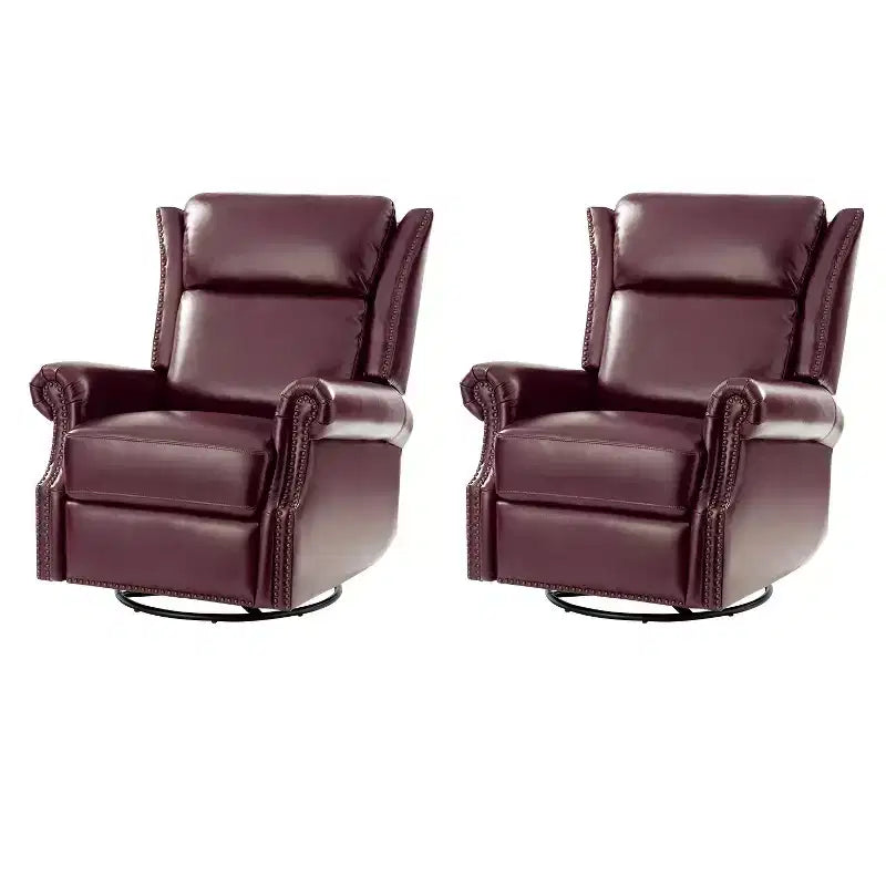 Genuine Leather Manual Swivel Glider Recliner Set of 2