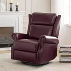 Genuine Leather Manual Swivel Glider Recliner Set of 2