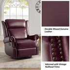 Genuine Leather Manual Swivel Glider Recliner Set of 2