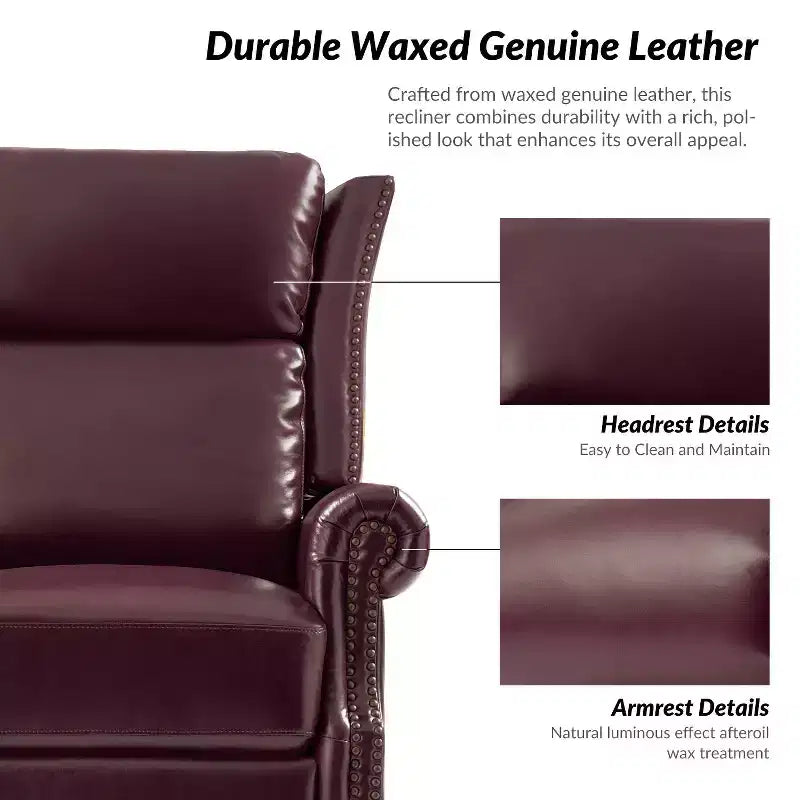 Genuine Leather Manual Swivel Glider Recliner Set of 2