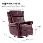 Genuine Leather Manual Swivel Glider Recliner Set of 2