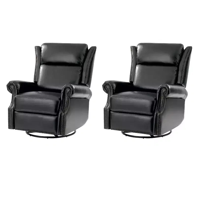 Genuine Leather Manual Swivel Glider Recliner Set of 2