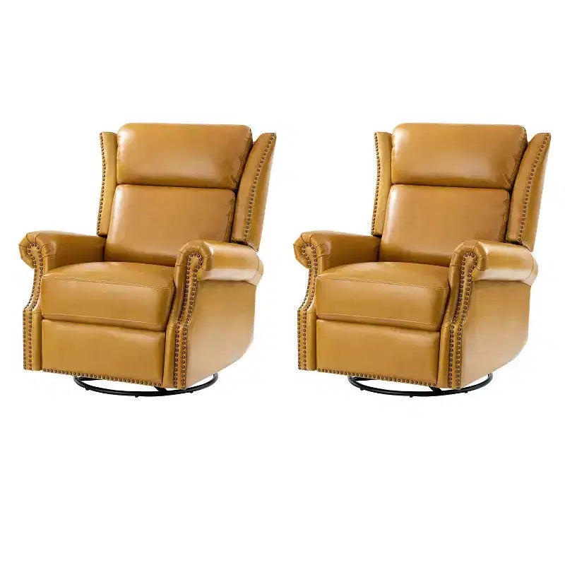 Genuine Leather Manual Swivel Glider Recliner Set of 2