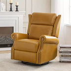 Genuine Leather Manual Swivel Glider Recliner Set of 2