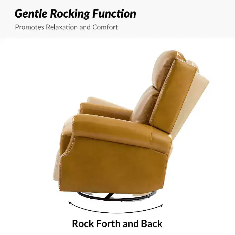 Genuine Leather Manual Swivel Glider Recliner Set of 2