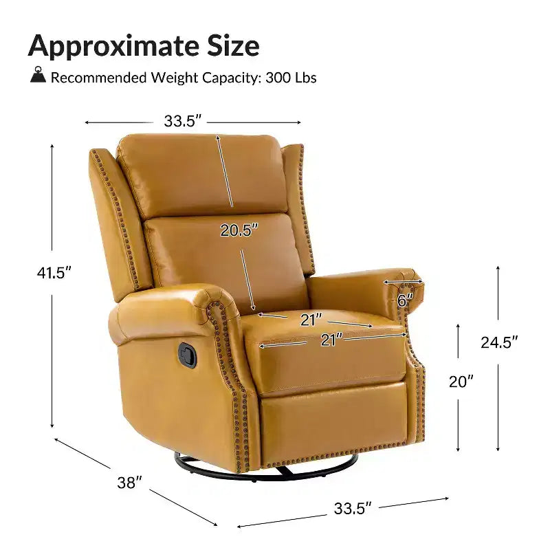 Genuine Leather Manual Swivel Glider Recliner Set of 2