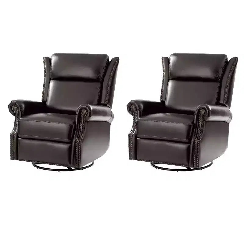 Genuine Leather Manual Swivel Glider Recliner Set of 2