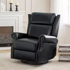 Genuine Leather Manual Swivel Glider Recliner Set of 2